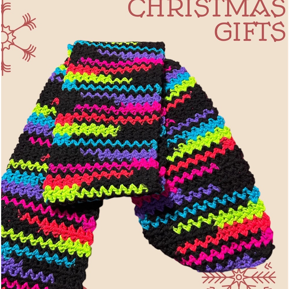 Crochet SCARF Retro Neon Stripe